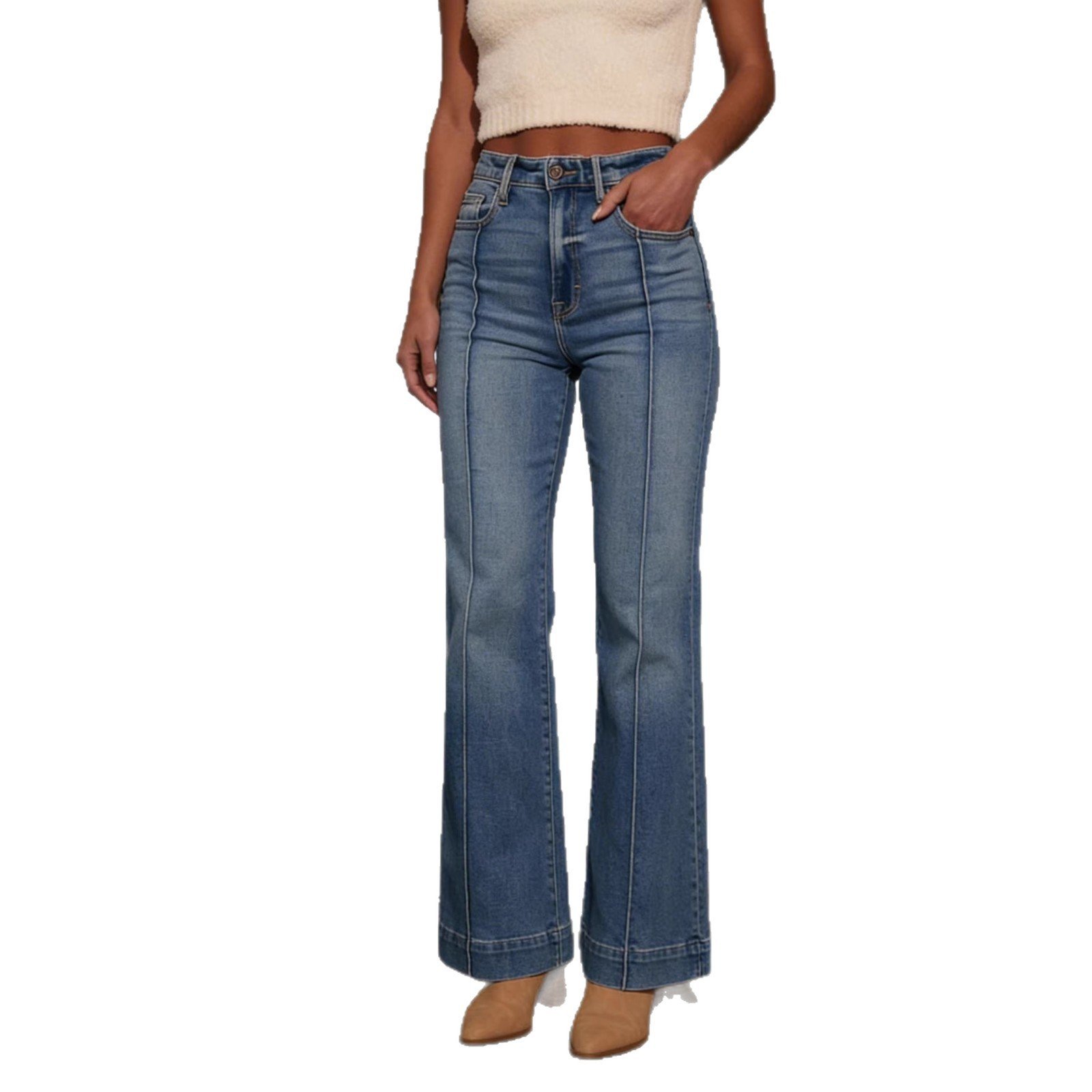 New Womens Mid-rise Bootcut Jeans - Image 5