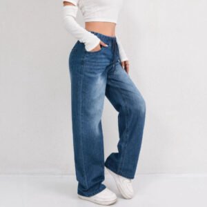 Straight-Leg Denim Jeans For Women
