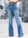 Button-fly Washed Stretch Denim Jeans