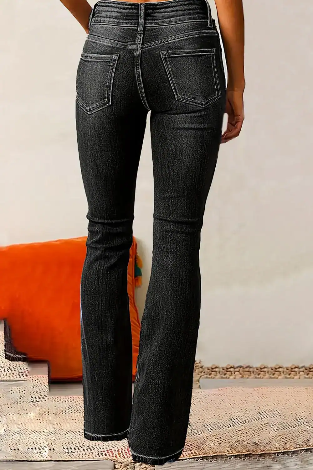Mid-Rise Flared Denim Jeans with Vintage Wash - Image 8
