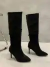 Slouchy Pointed-Toe Knee-High Boots