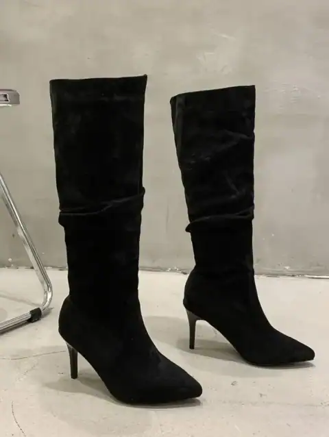 Slouchy Pointed-Toe Knee-High Boots