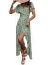 Floral V-Neck Tie Waist Midi Dress