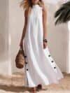 Relaxed Button-Side Maxi Dress