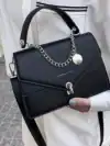 Structured Chain-Detail Top-Handle Bag