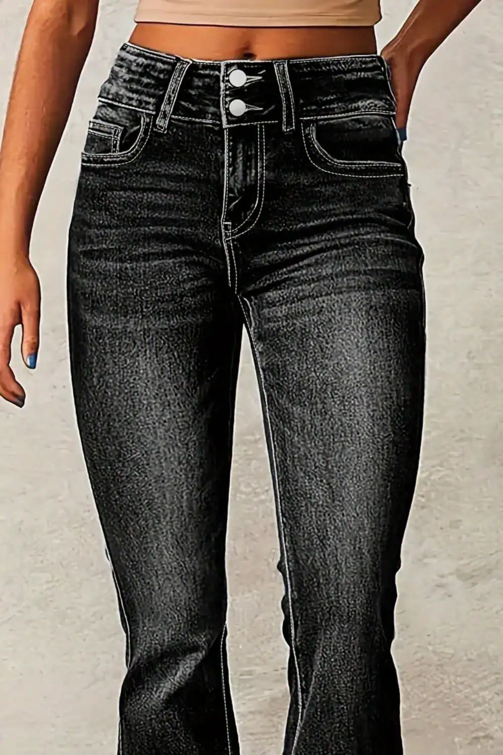 Mid-Rise Flared Denim Jeans with Vintage Wash - Image 9
