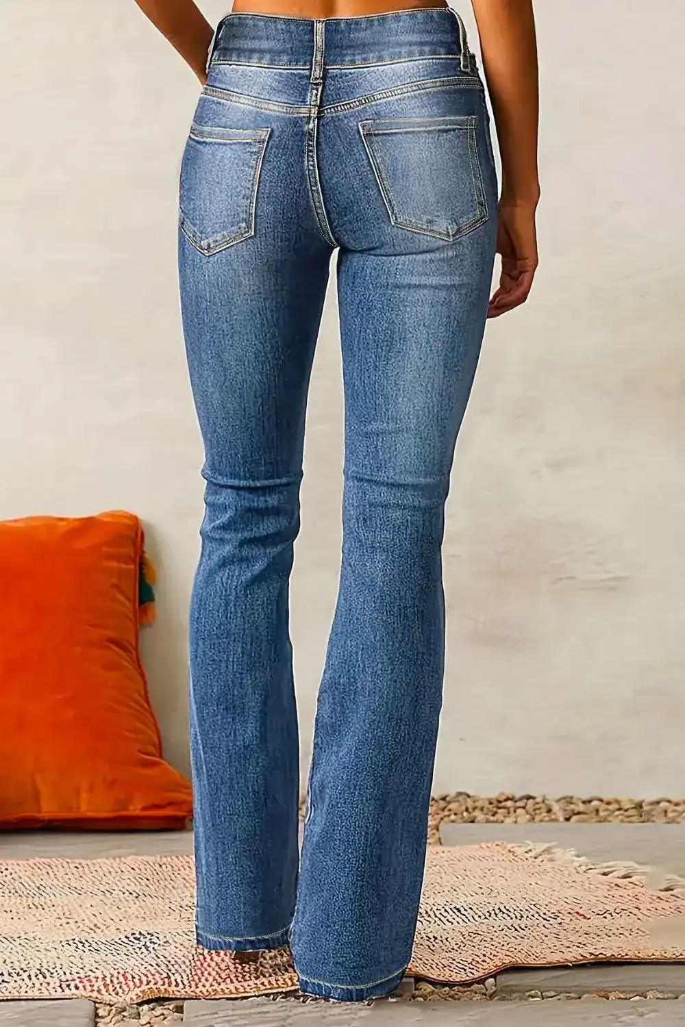 Mid-Rise Flared Denim Jeans with Vintage Wash - Image 5