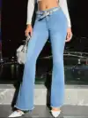 High-Stretch Raw-Hem Bootcut Jeans