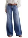 Embroidered Wide-Leg Jeans with Pockets