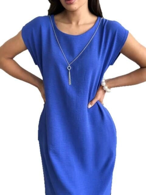 Relaxed Sleeveless Midi Dress with Side Slit