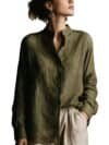Relaxed Cotton-Linen Stand-Collar Shirt