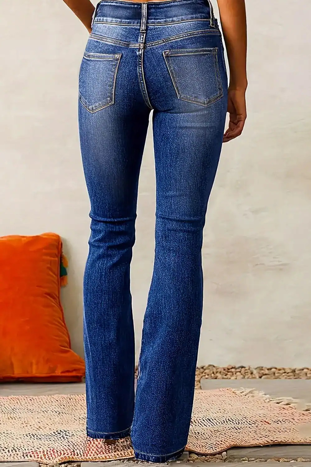 Mid-Rise Flared Denim Jeans with Vintage Wash - Image 2
